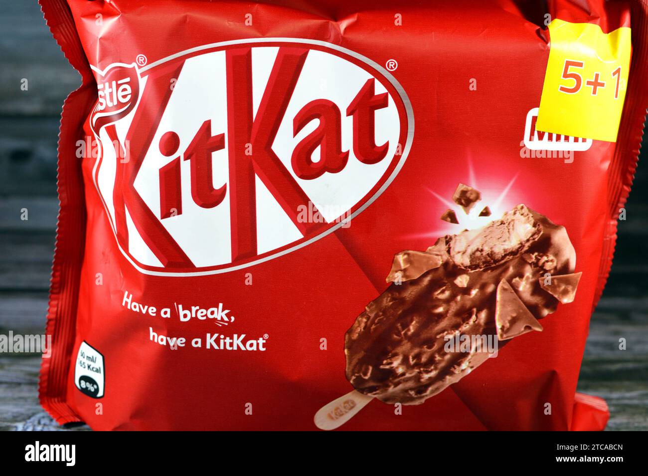 Cairo, Egypt, December 3 2023 KitKat stick ice cream vegetable fat