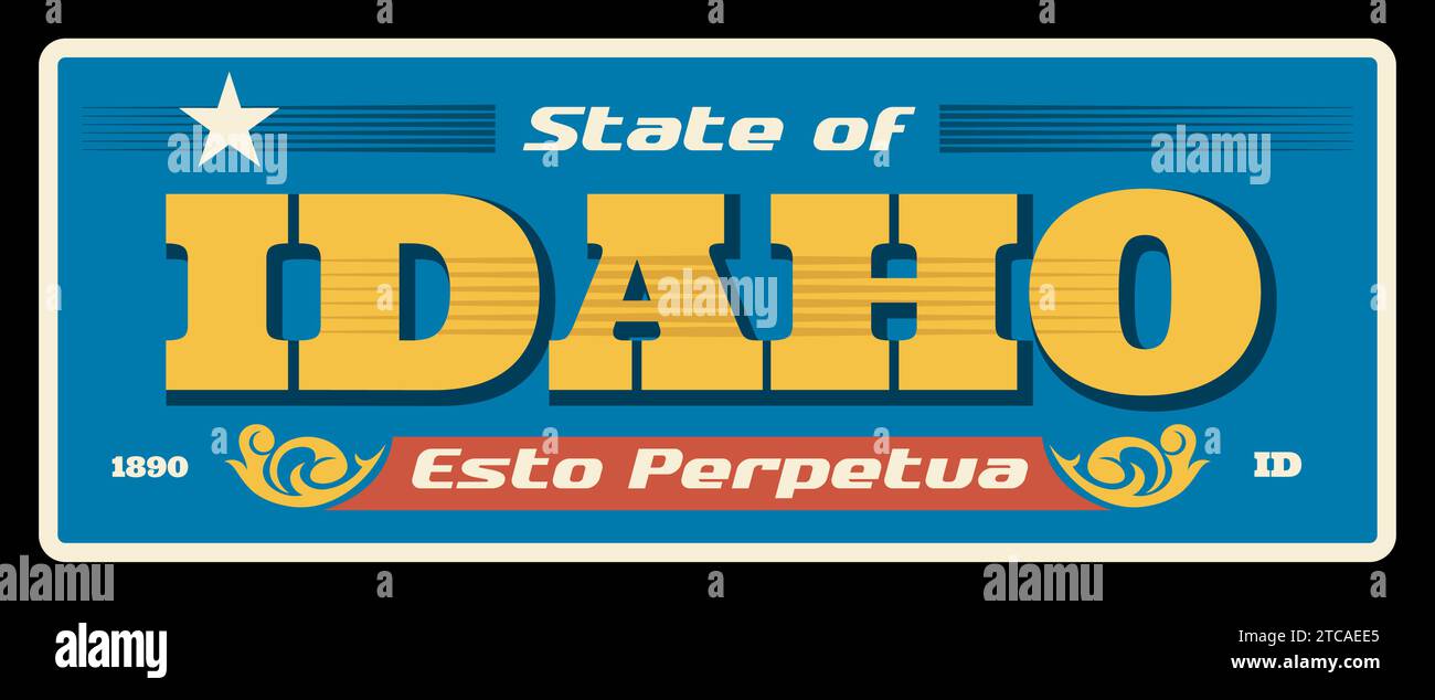 Idaho USA state metal plate, retro road signs, signpost or car. United ...