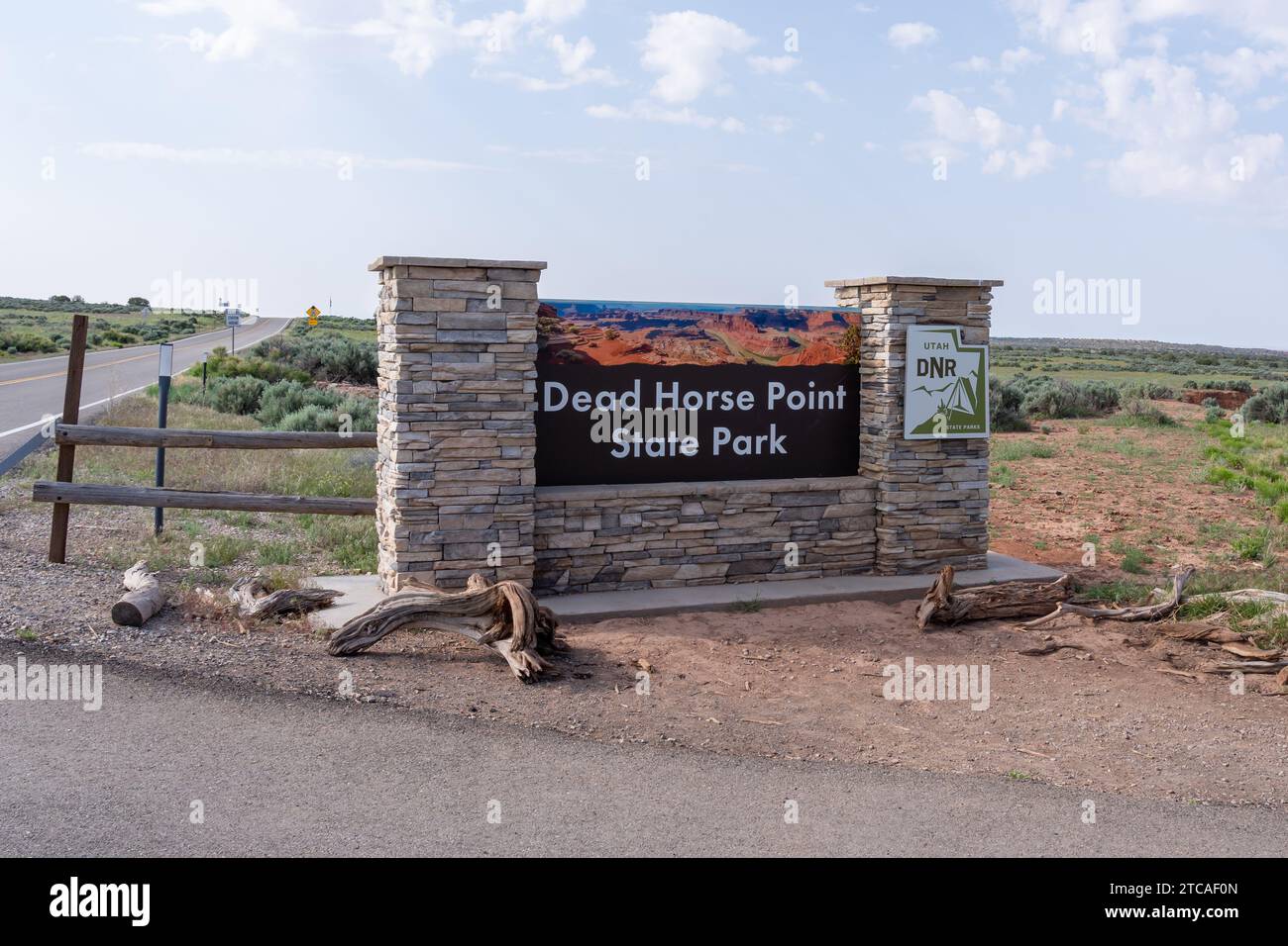 The entrance sign for Dead Horse Point State Park in Utah, United States, USA Stock Photo