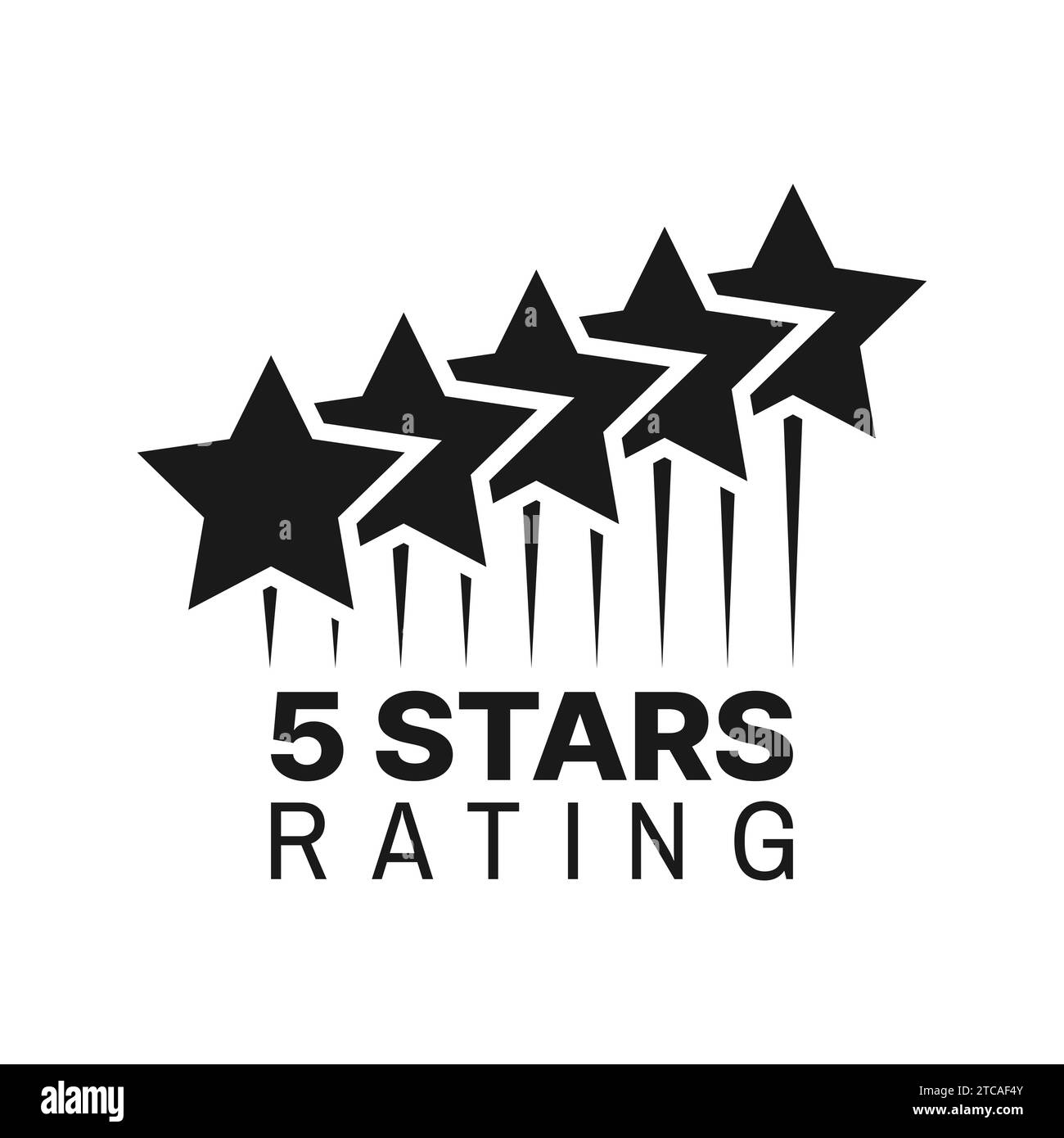Five star rating symbol, best award monochrome icon. Goods review grade, premium quality symbol or customer satisfaction feedback vector icon. Client opinion survey label or sign with five stars Stock Vector