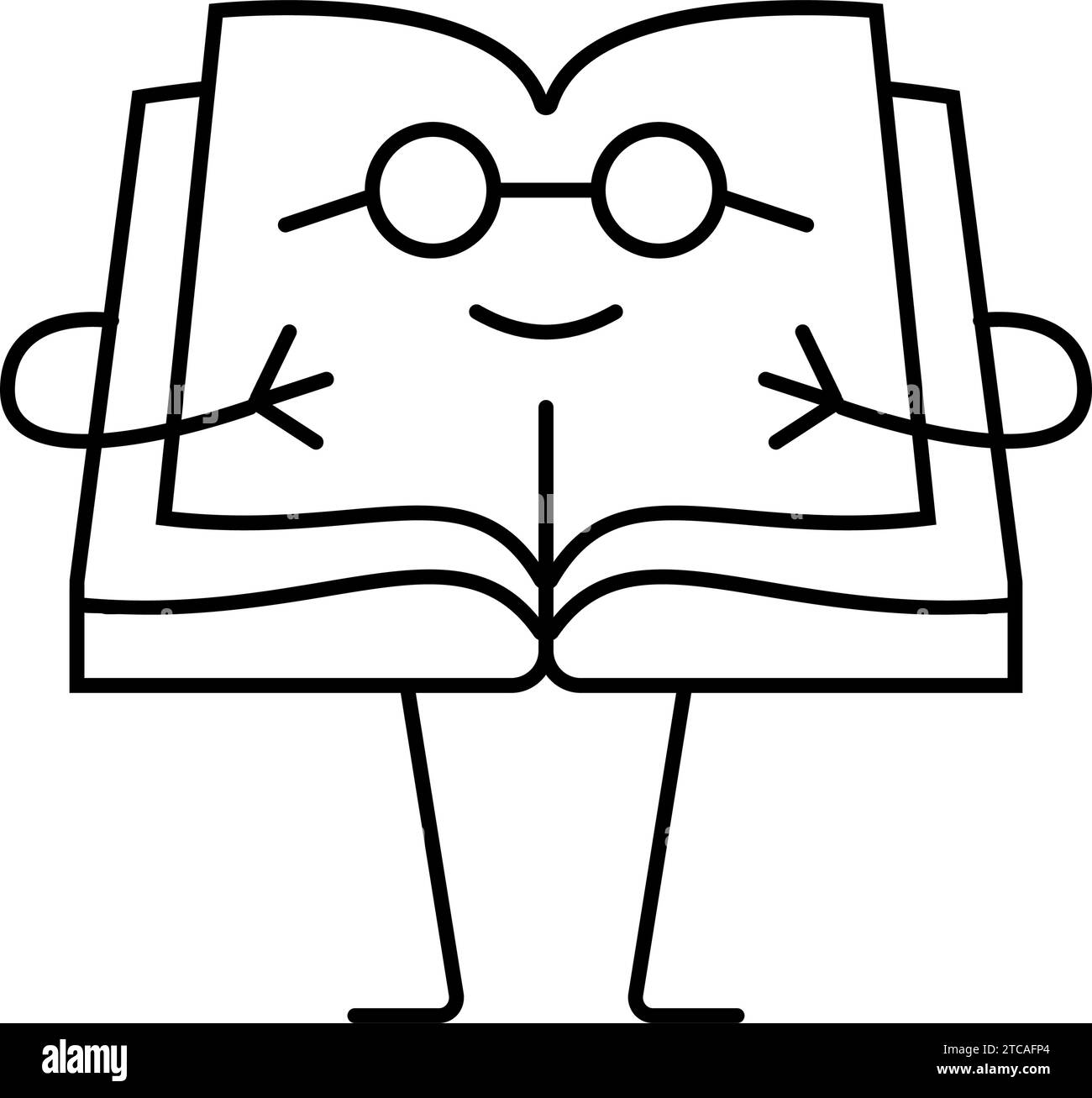 paper book character line icon vector illustration Stock Vector Image ...