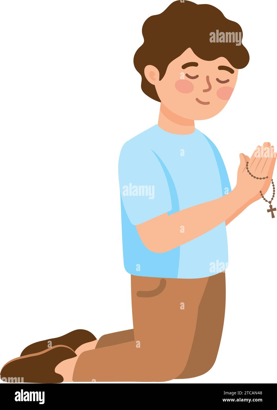boy praying with rosary Stock Vector Image & Art - Alamy