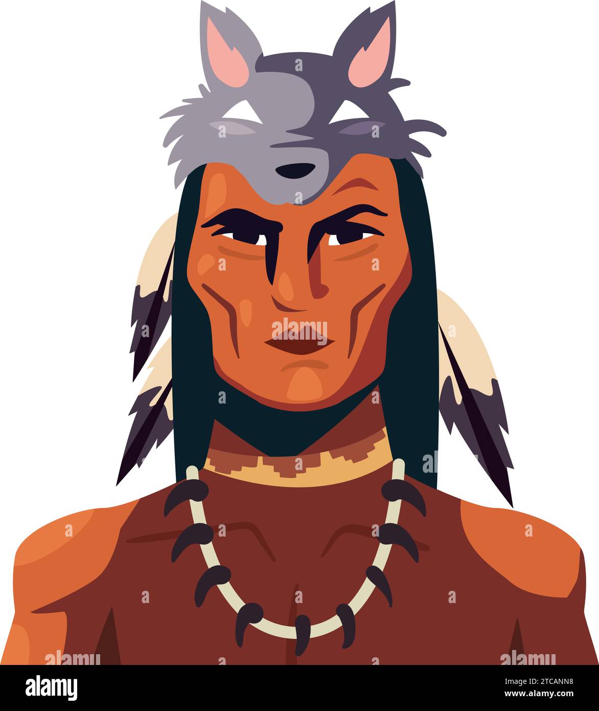 native american warrior man Stock Vector