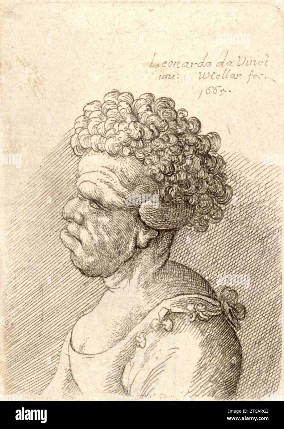 Wenceslas Hollar - Man with pointed nose touching his lower lip. Stock Photo