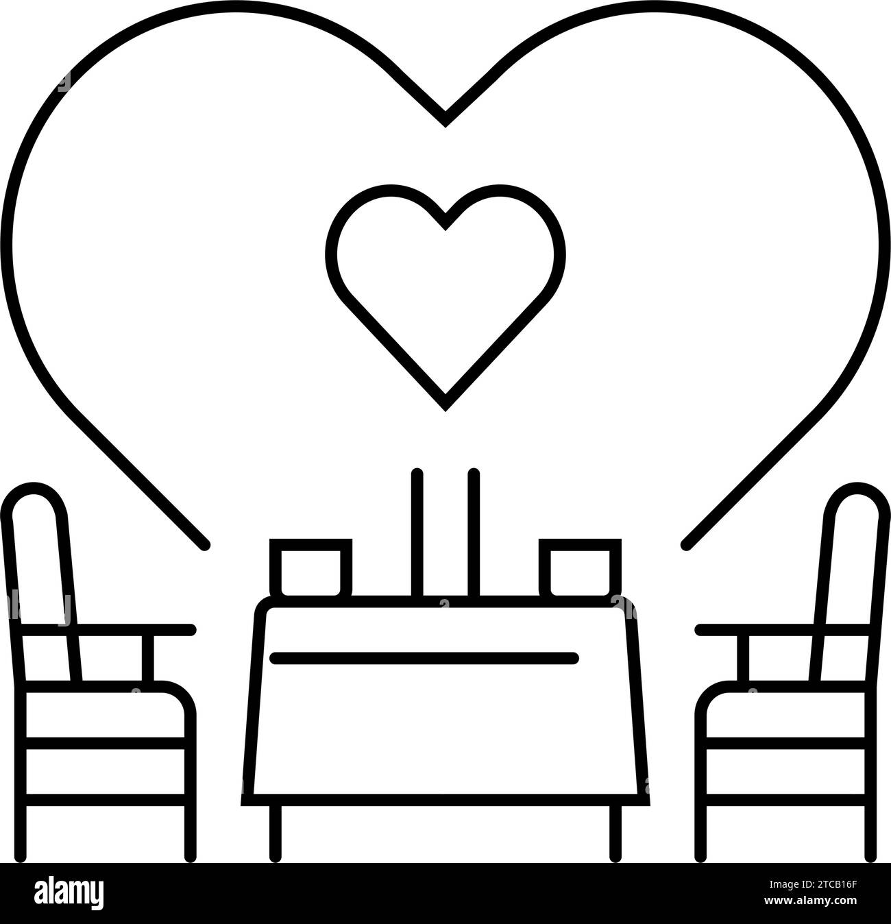 romantic dinner love line icon vector illustration Stock Vector Image ...