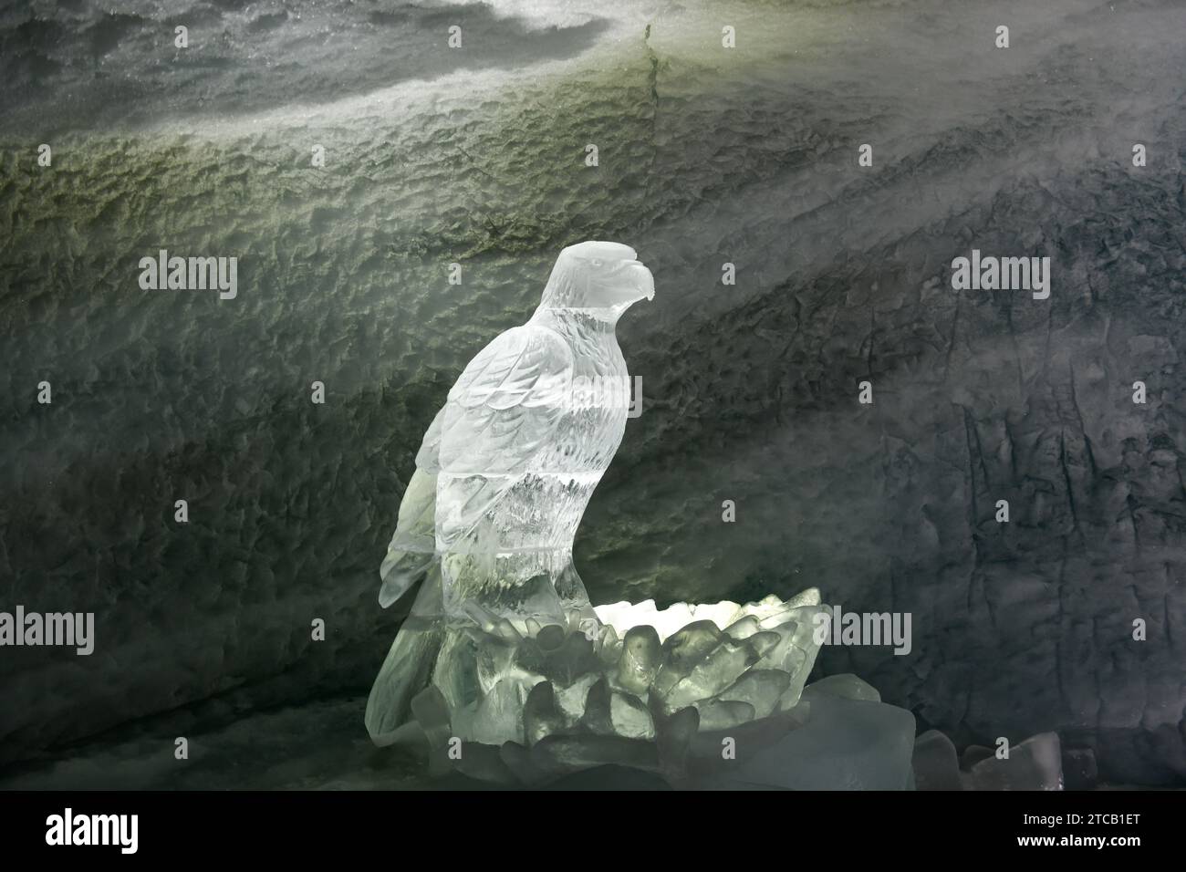 Ice sculptures in the Matterhorn Galcier Paradise in Zermatt ...