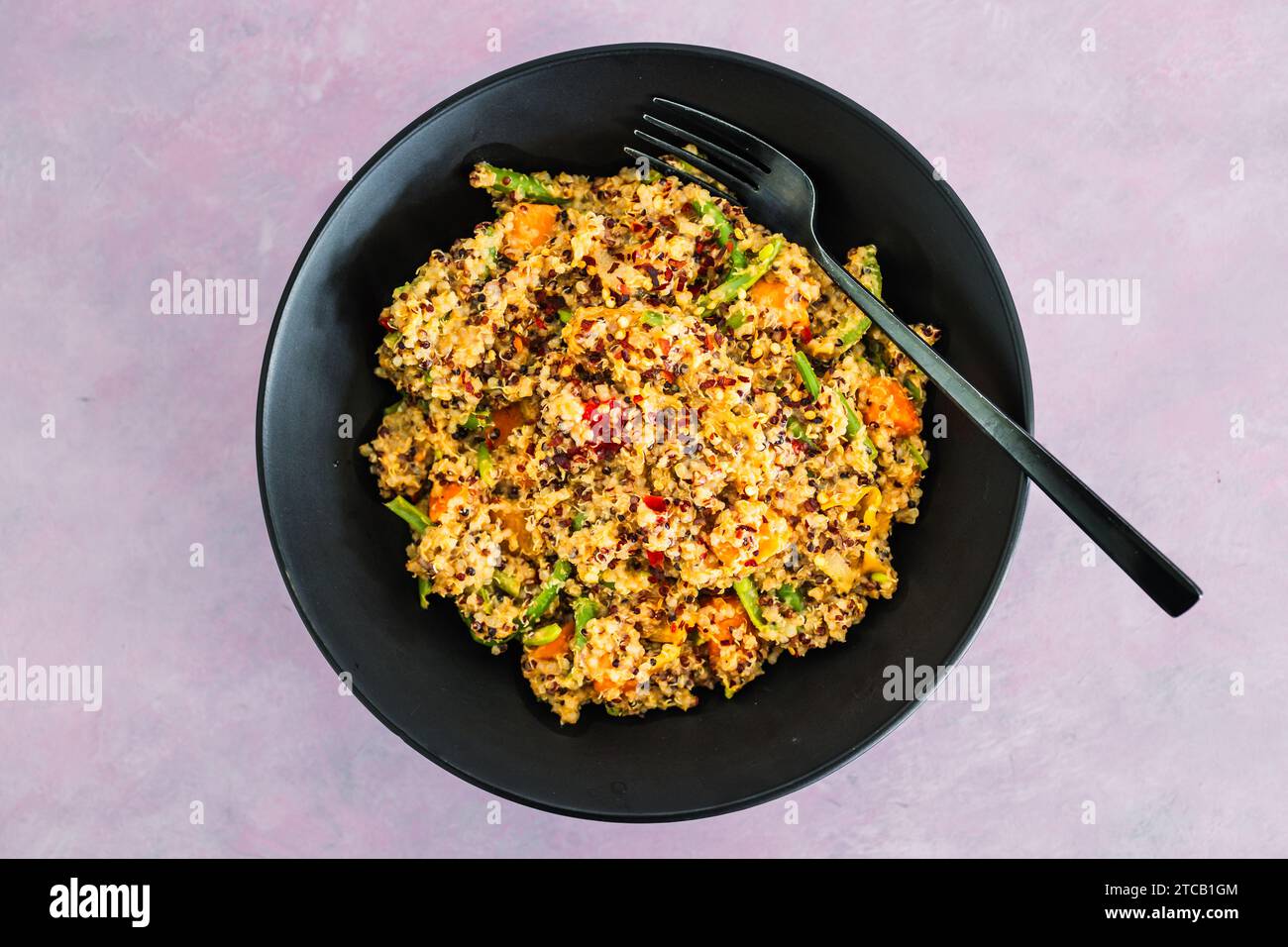plant-based quinoa with ixed veggies, healthy vegan food recipes Stock Photo