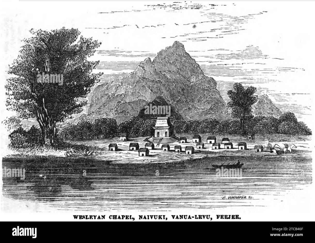 Wesleyan Chapel, Naivuki, Vanua-Levu, Feejee (September 1853, X, p.96). Stock Photo