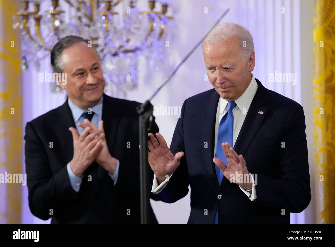 United States President Joe Biden arrives with second gentleman Doug ...