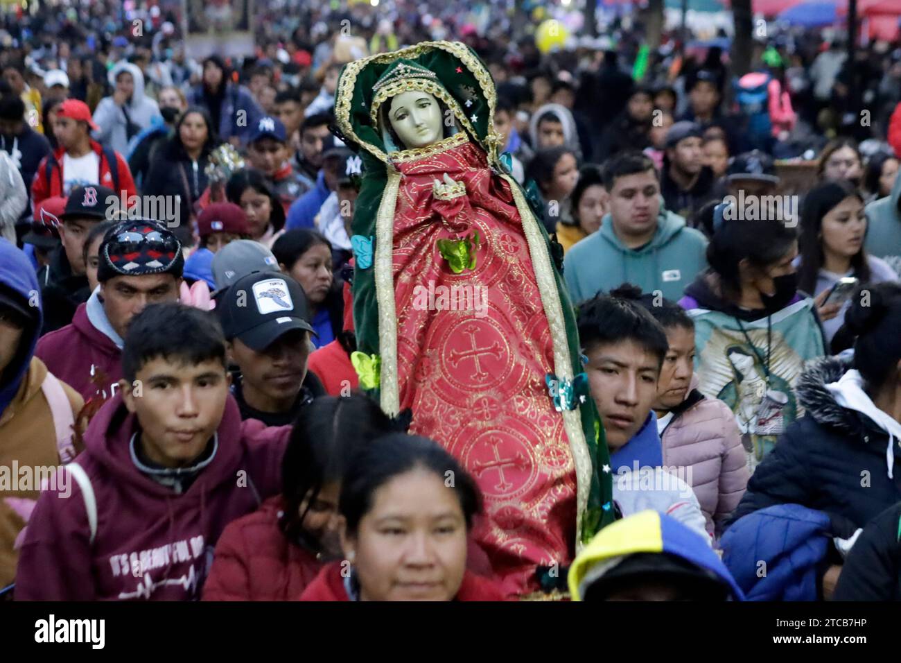 Mexico City, Mexico. 12th Dec, 2023. Millions of parishioners visit the Basilica of Guadalupe to celebrate the Virgin of Guadalupe on the 492nd anniversary of her appearance on Cerro del Tepeyac in Mexico City. on December 12, 2023 in Mexico City, Mexico (Credit Image: © Luis Barron/eyepix via ZUMA Press Wire) EDITORIAL USAGE ONLY! Not for Commercial USAGE! Credit: ZUMA Press, Inc./Alamy Live News Stock Photo