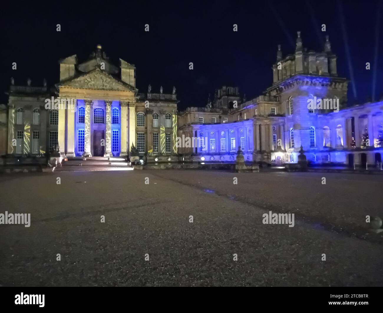 Christmas at Blenheim Palace illuminated light trail 2023 Stock Photo