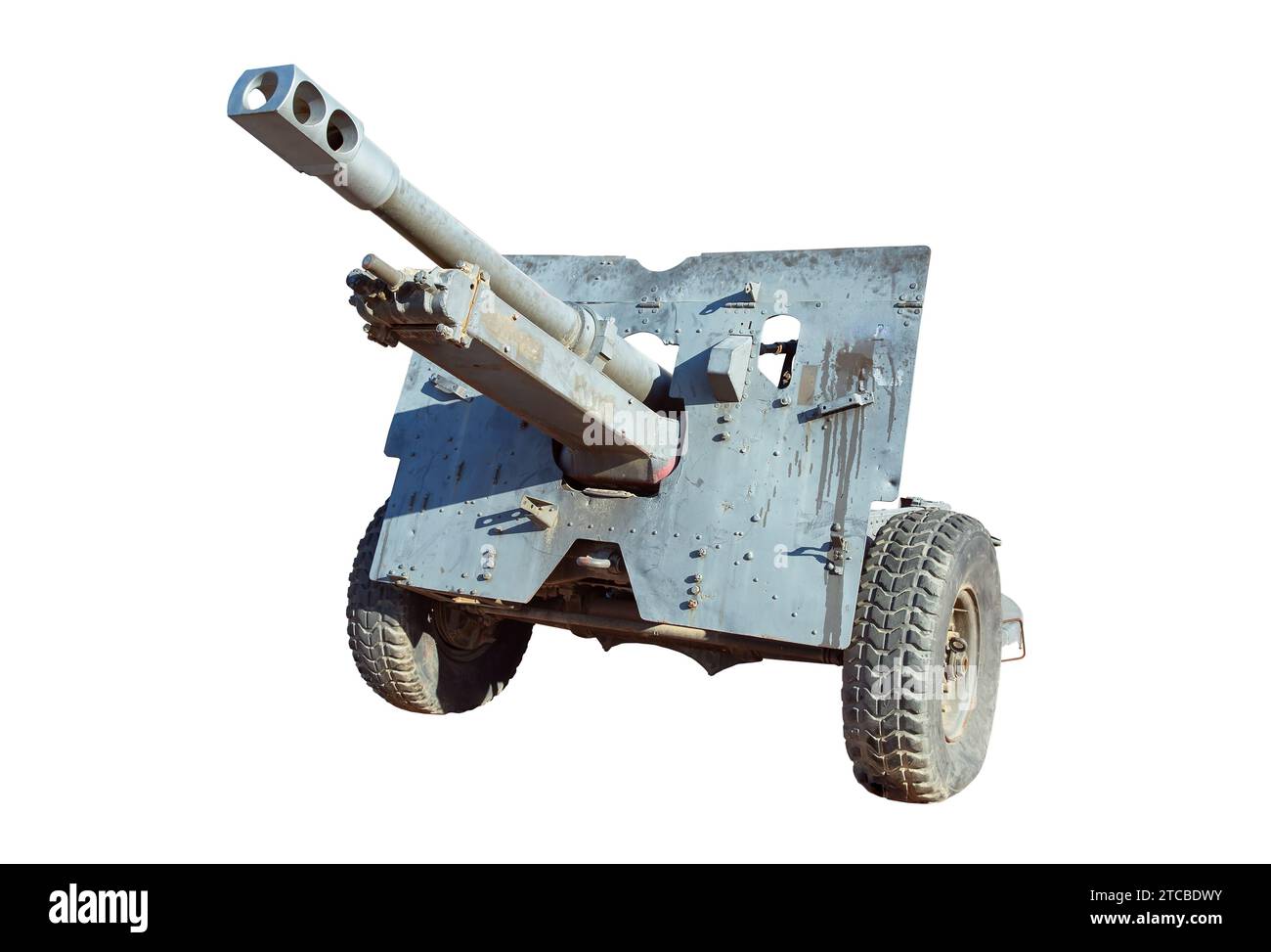 Old green cannon isolated on a white background Stock Photo - Alamy