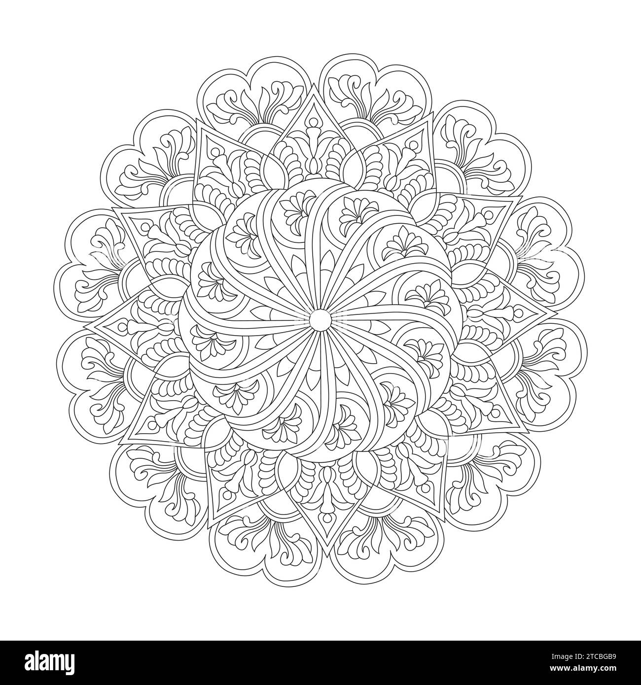 Zen circles adult mandala coloring book page for kdp book interior. Peaceful Petals, Ability to Relax, Brain Experiences, Harmonious Haven, Peaceful P Stock Vector