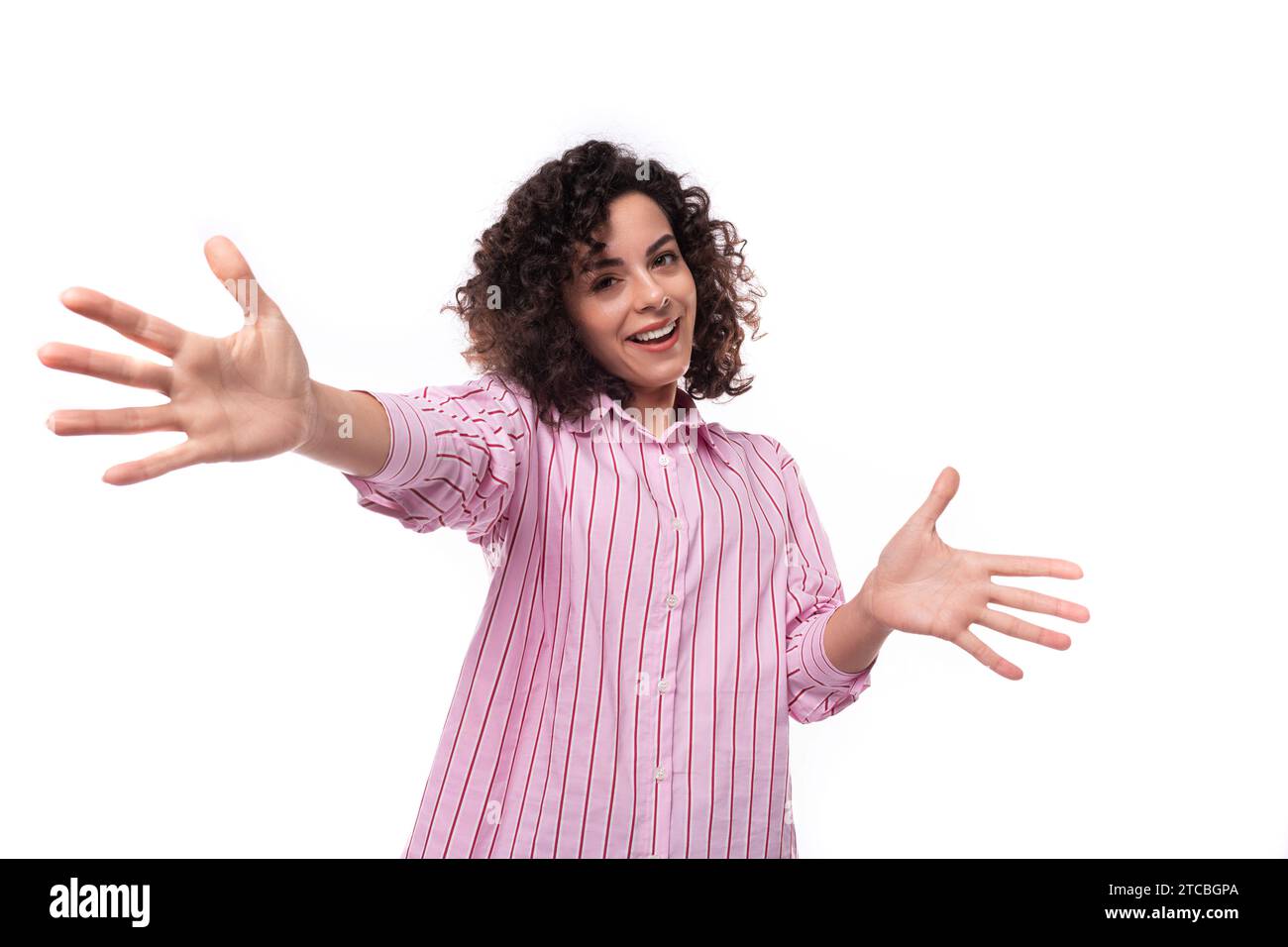 Young pretty woman in a striped blouse hi-res stock photography and ...