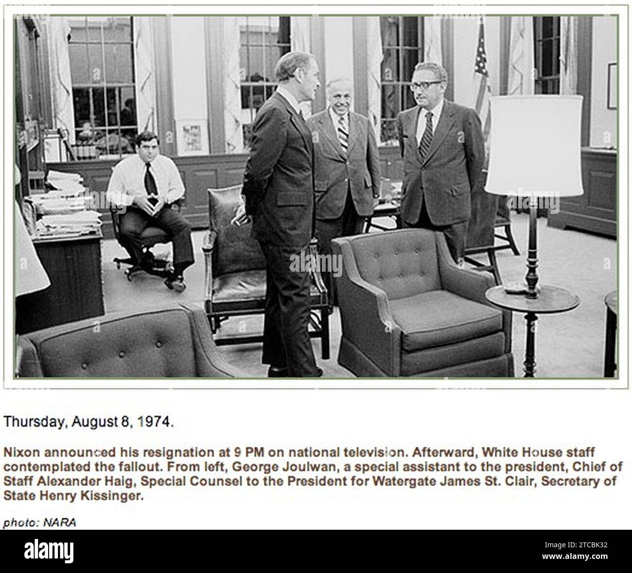 White House staff after Richard Nixon resignation. Stock Photo