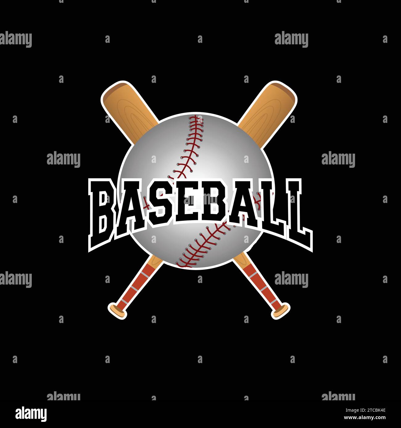 vector baseball crossed bats ball icons Stock Vector