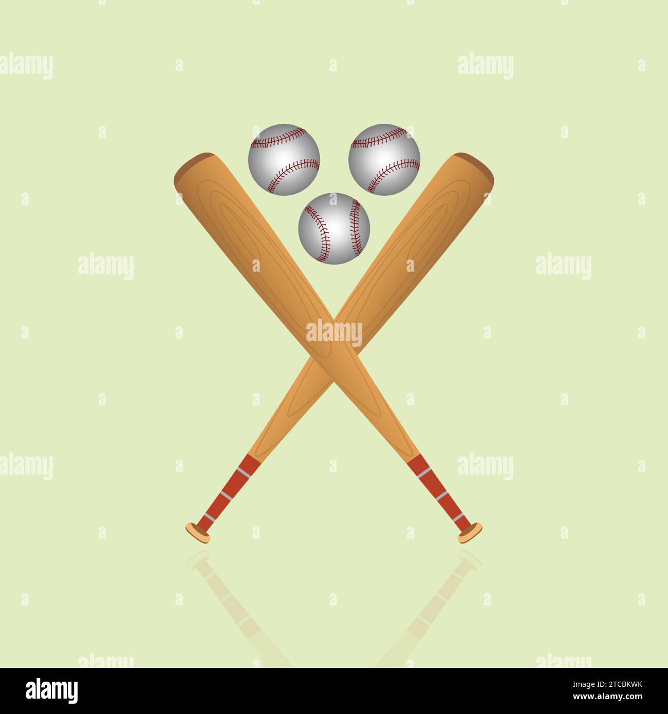 vector icons of baseball bats and balls crossed Stock Vector