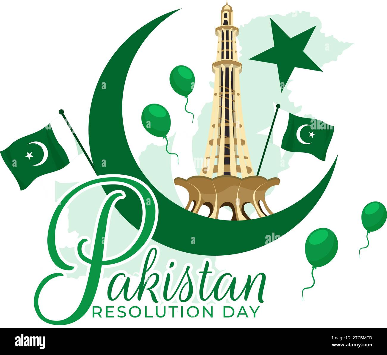 Happy Pakistan Resolution Day Vector Illustration on 23 March with