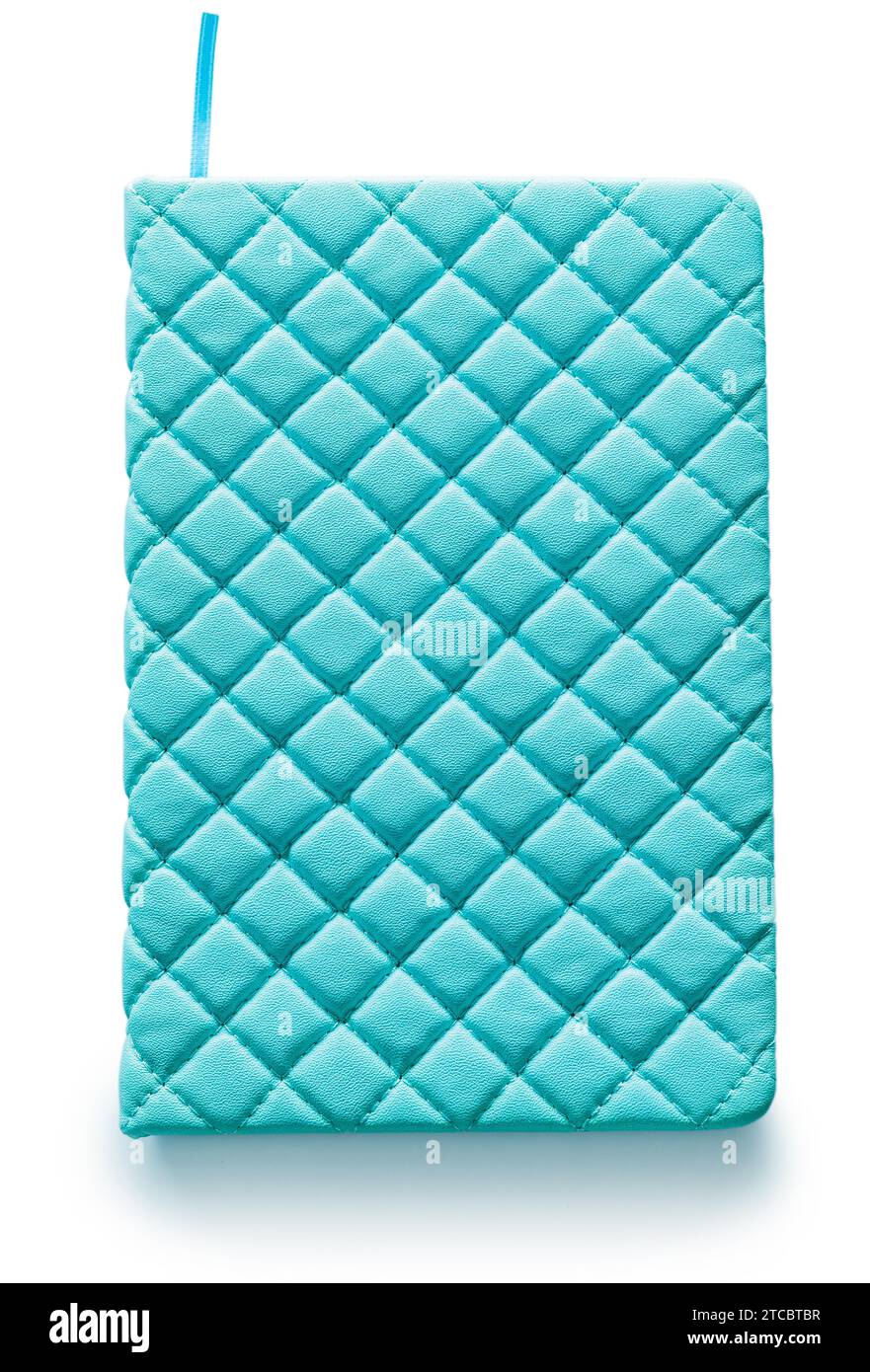 Blue coloured soft leather isolated notepad Stock Photo
