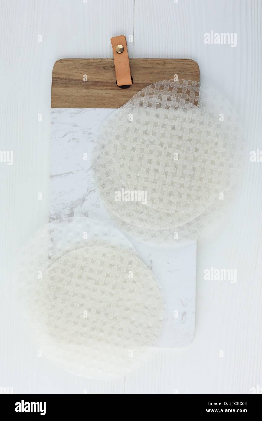 Paper Rice Top Top View Round Rice Paper for Vietnam Spring Roll Stock Photo - Alamy