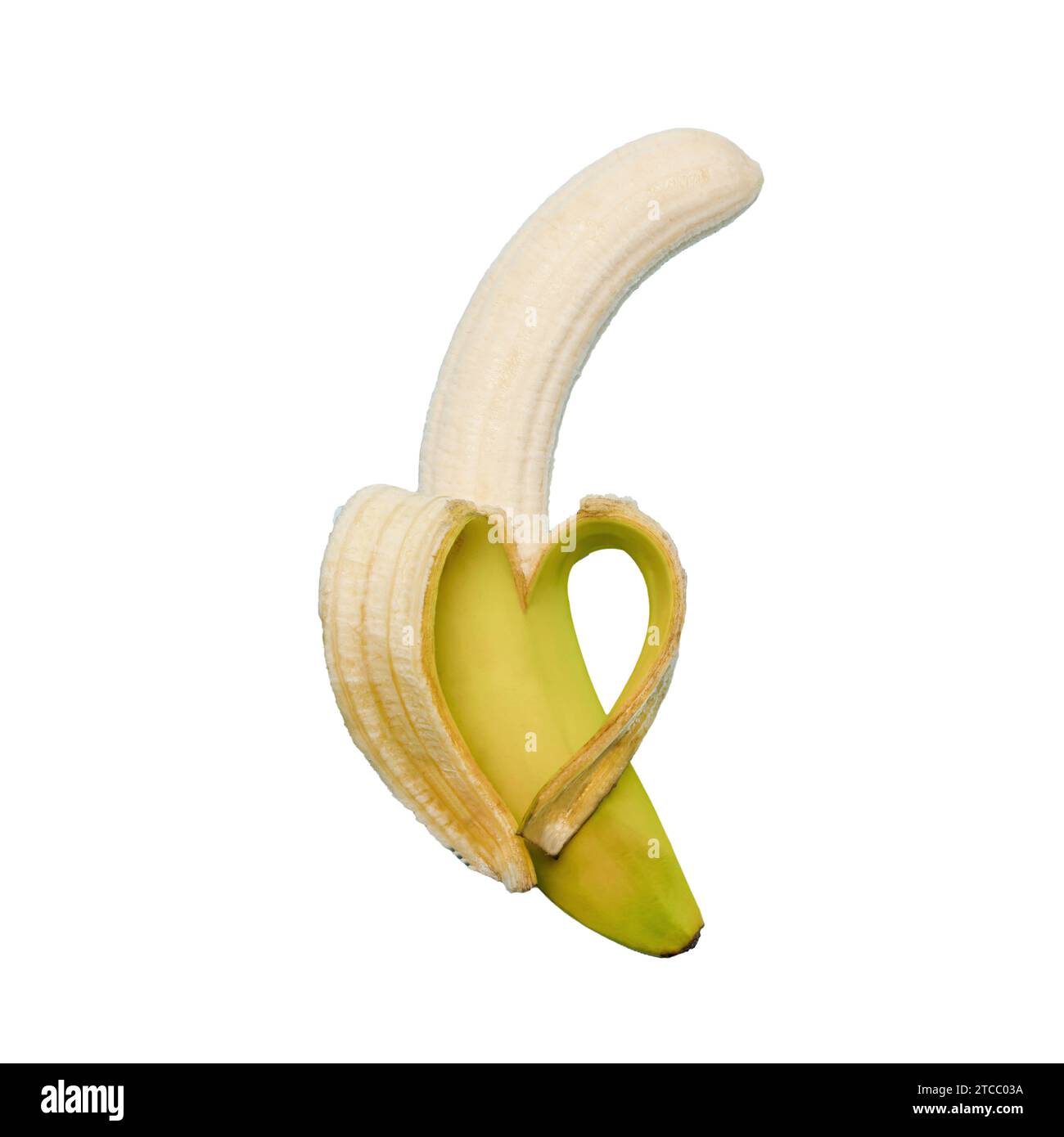 a heart-shaped banana made from the peel with a transparent background Stock Photo