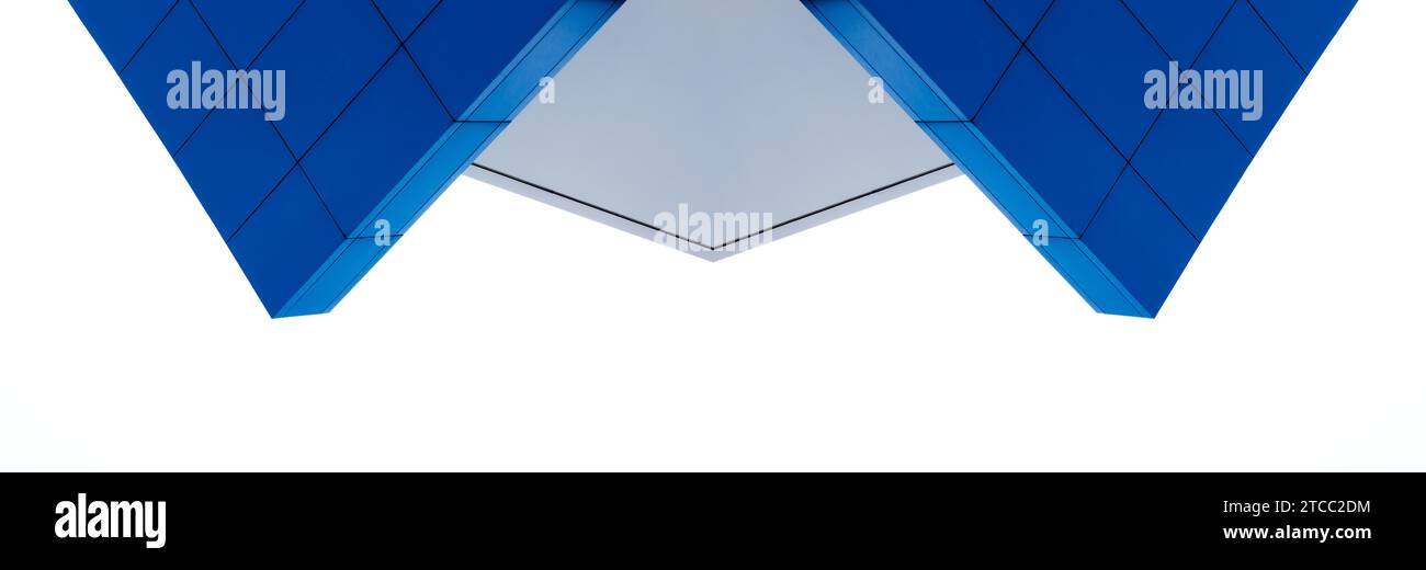Architectural abstract pattern fragment of a wall of blue modern ...