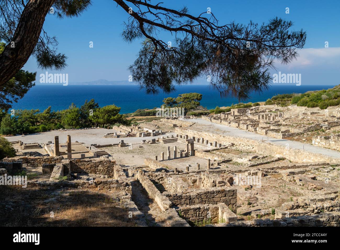 View from excavation site of the ancient city of Kamiros at the ...