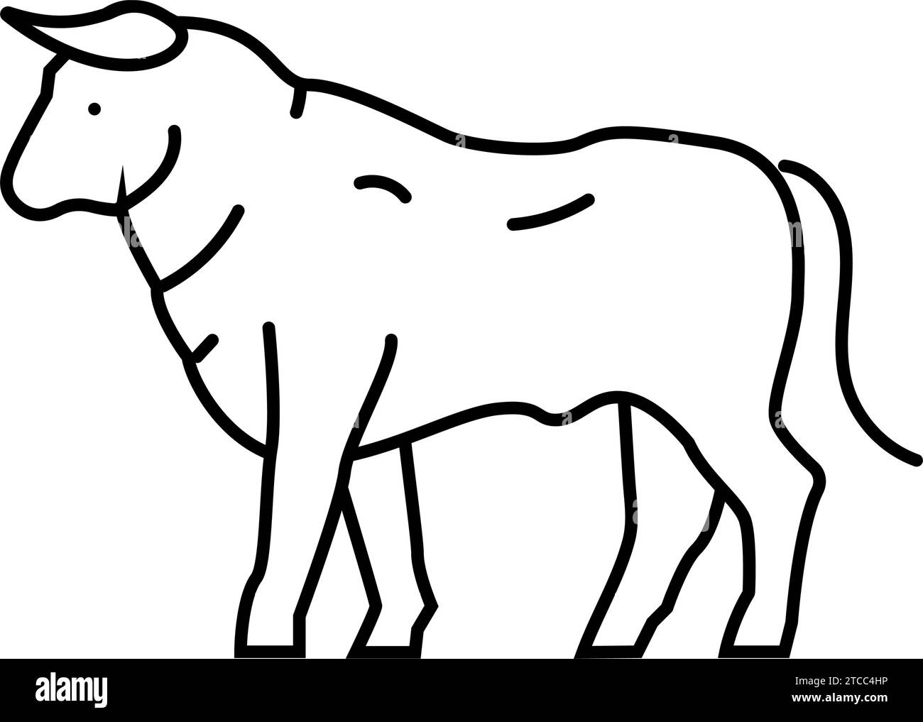 standing bul animal line icon vector illustration Stock Vector