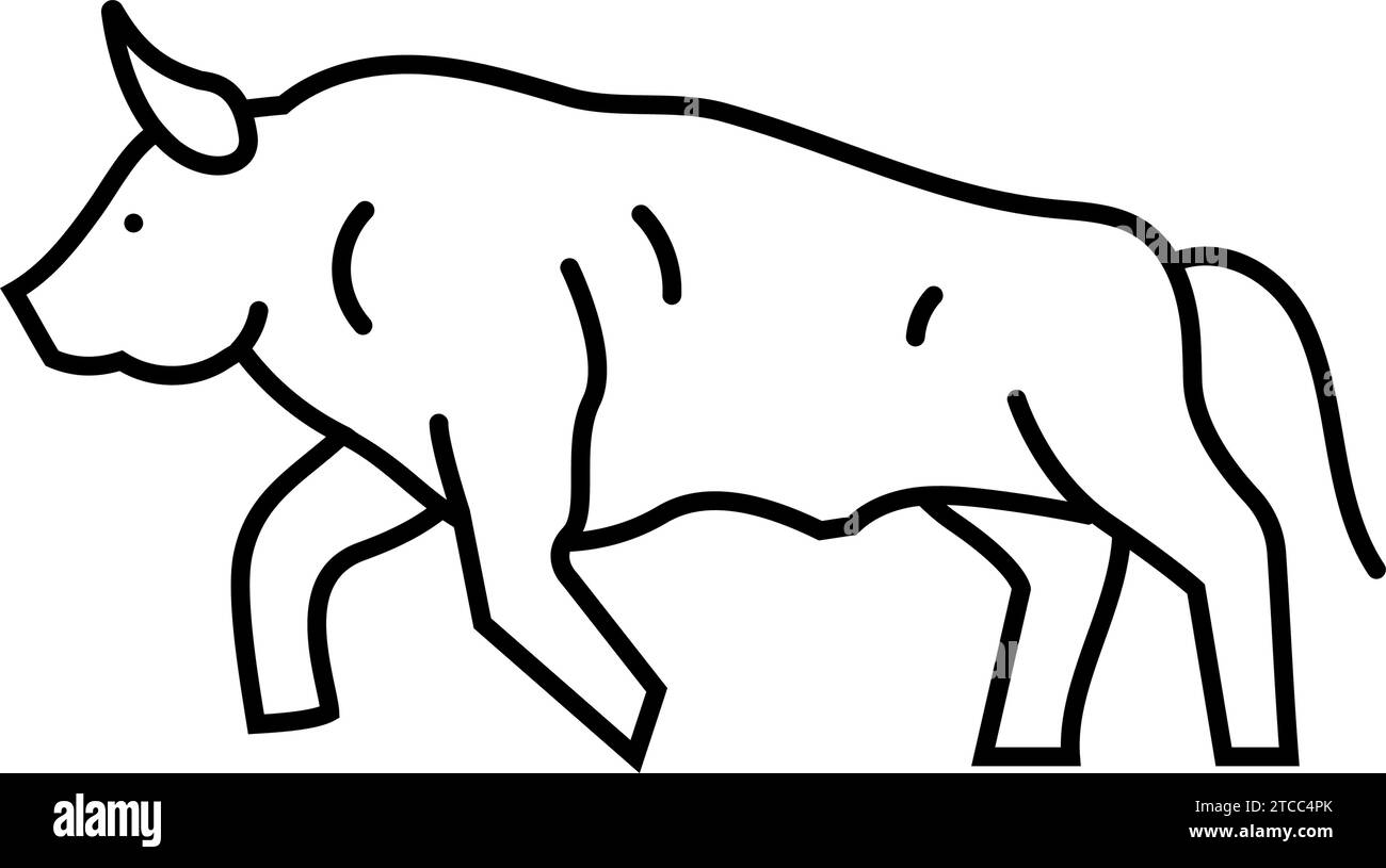 bull motion angry line icon vector illustration Stock Vector Image ...