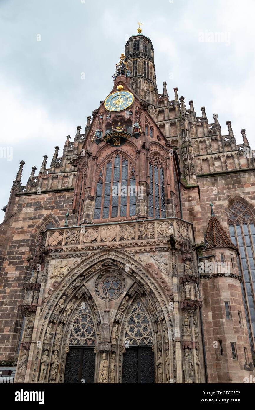 Front view at the Frauenkirche (woman church) in Nuremberg, Bavaria ...