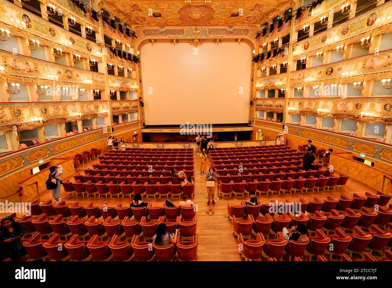 Auditorium, hall of the opera house Teatro la Fenice, Venice, Veneto, Adriatic Sea, Northern Italy, Italy Stock Photo