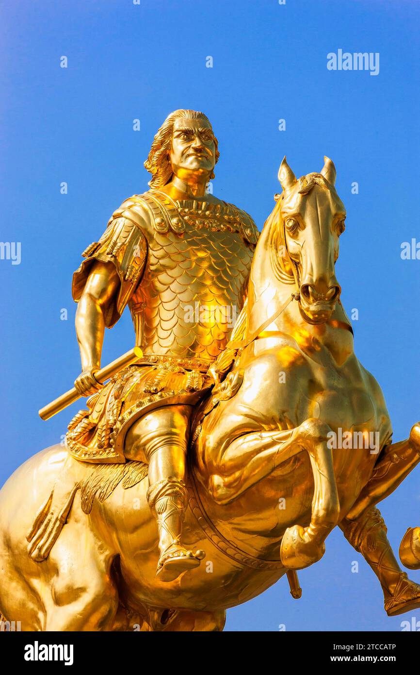 Golden rider statue of augustus ii the strong hi-res stock photography ...