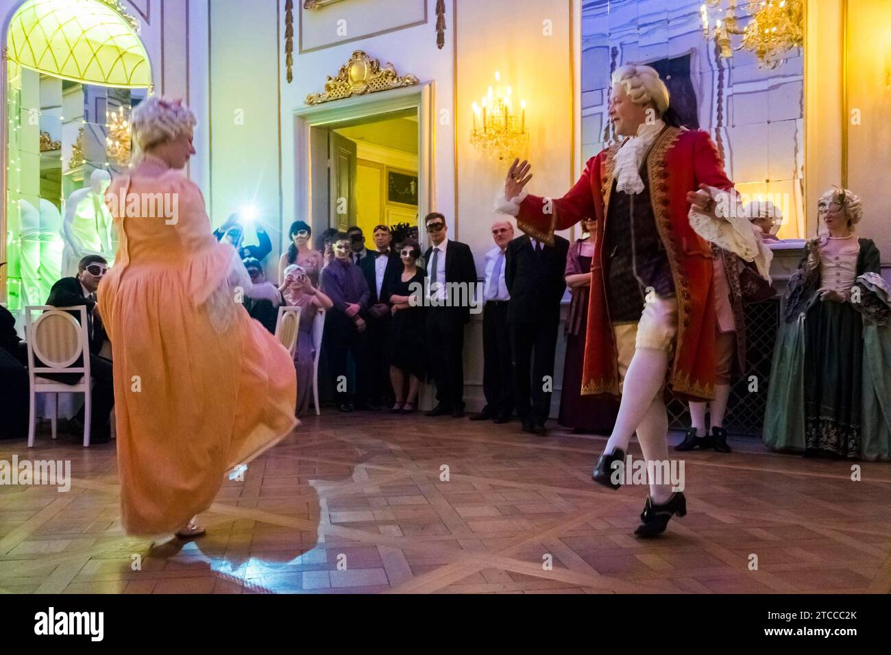 Masquerade ball at Rammenau Baroque Palace, Rammenau Palace in Rammenau near Bischofswerda in the district of Bautzen is one of the most beautiful Stock Photo