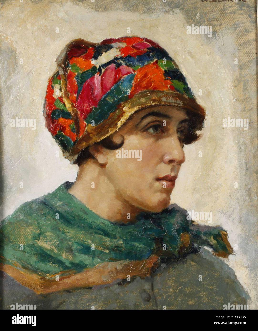 Wilhelm Blanke - Junge Frau mit Art déco-Kopfbedeckung. Stock Photo
