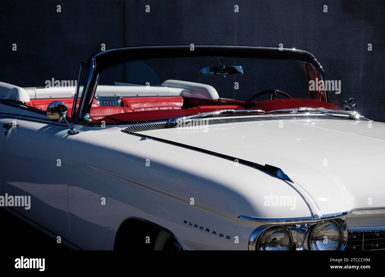 American classic car, Cadillac Eldorado, white with red leather seats