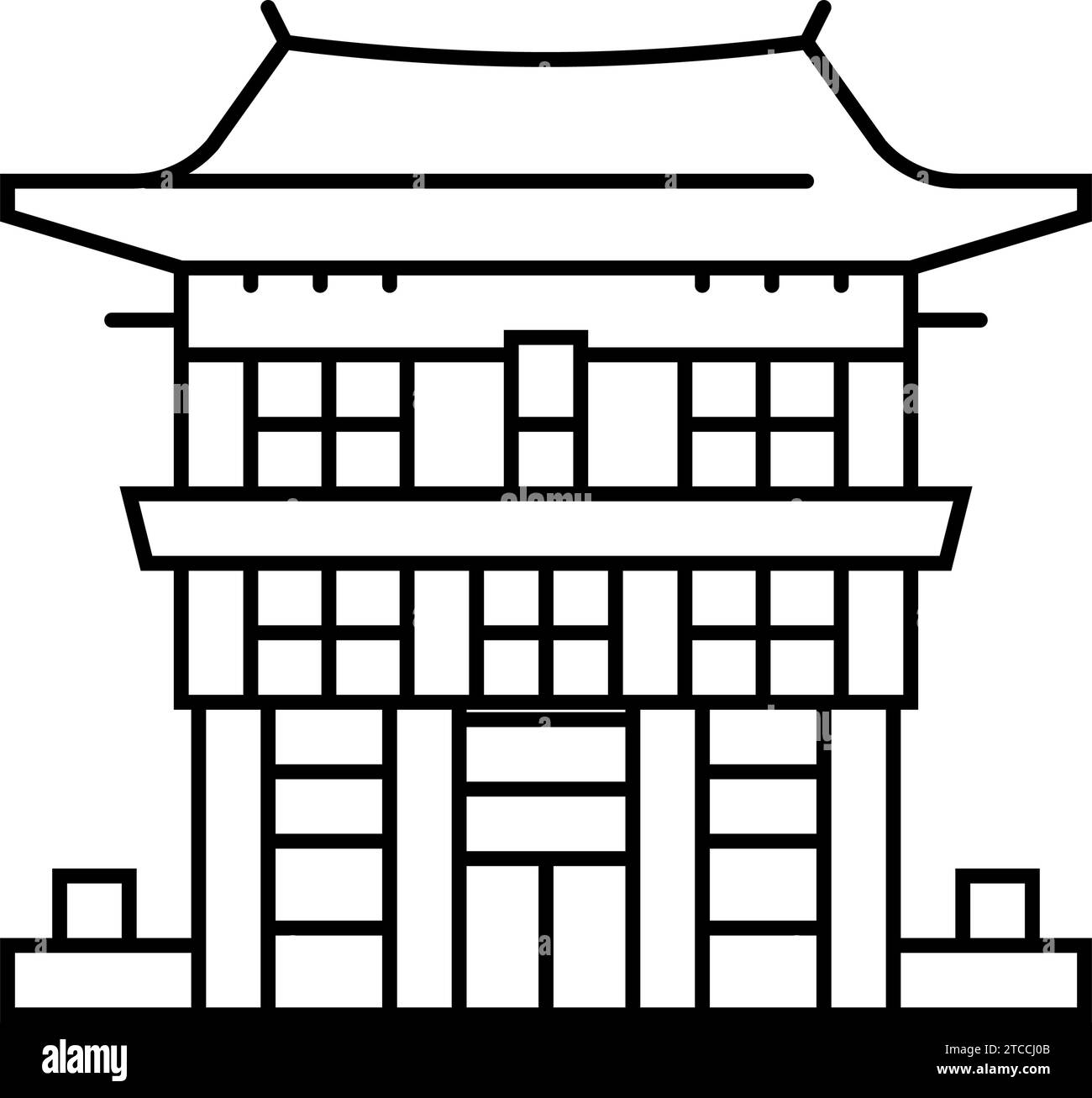 miko shrine maiden shintoism line icon vector illustration Stock Vector
