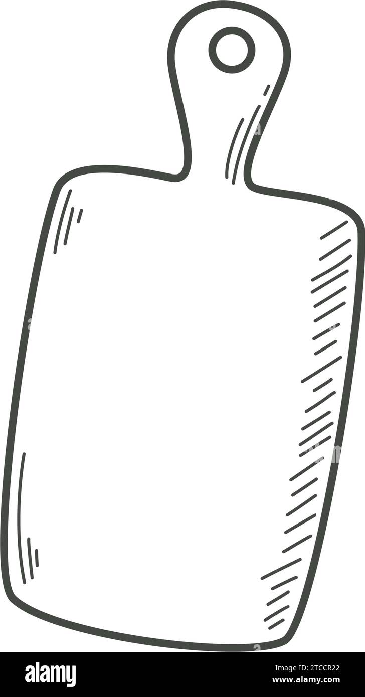 Kitchen cutting board doodle sketch style. Simple ink sketch of