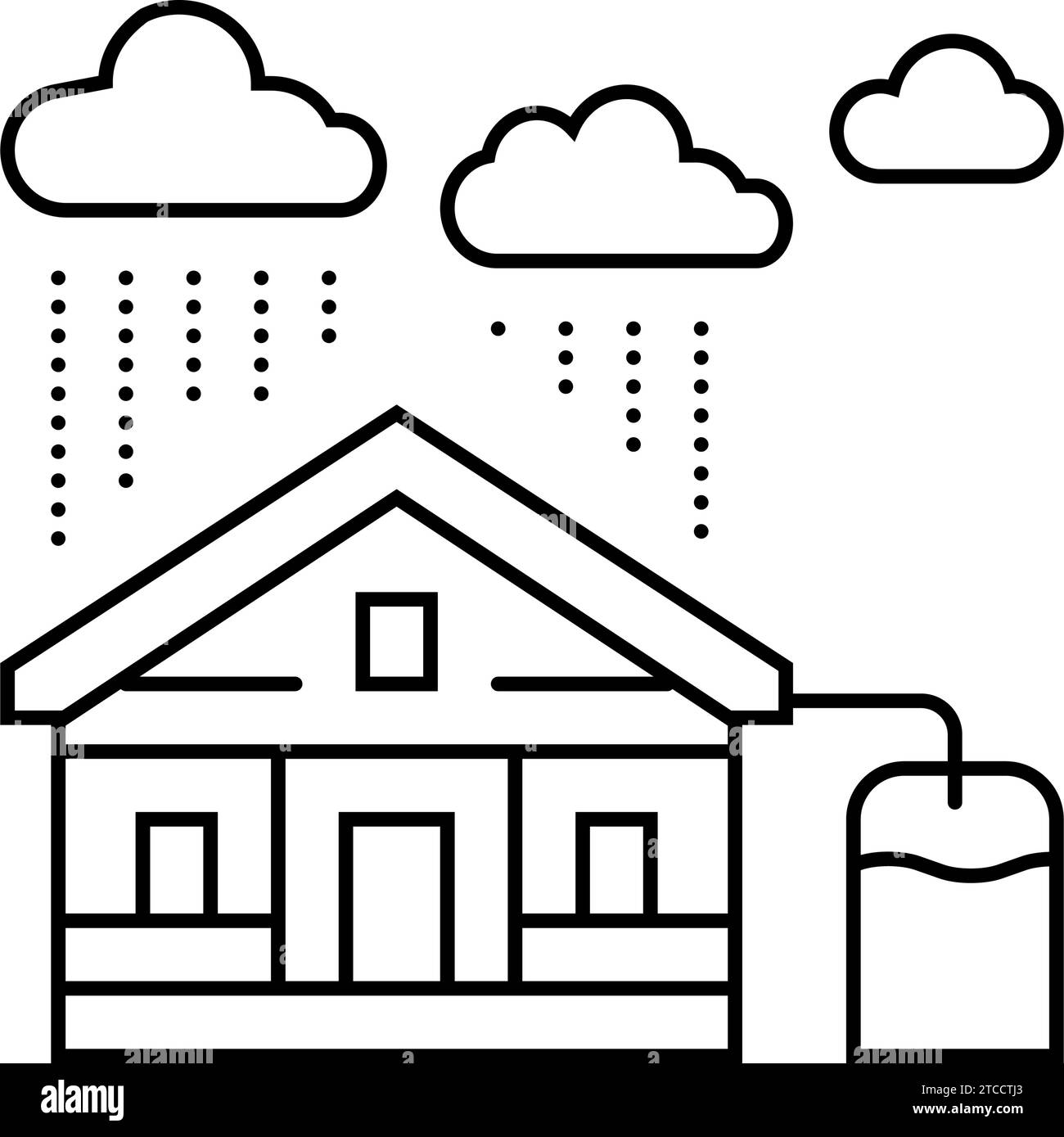 rainwater harvesting environmental line icon vector illustration Stock