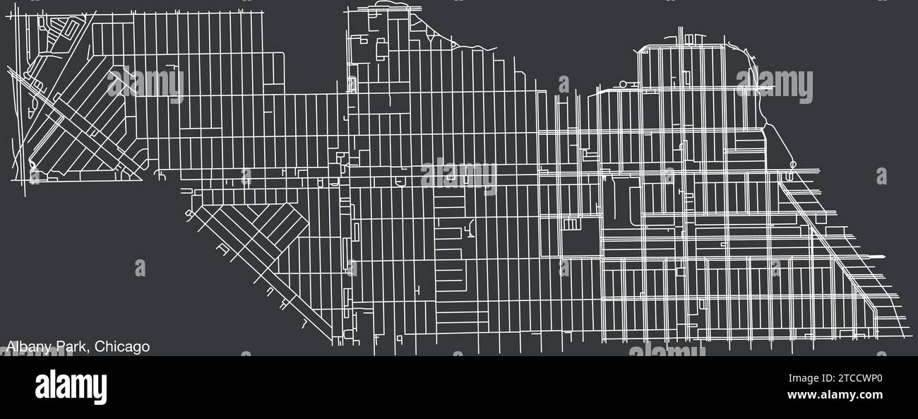 Street roads map of the ALBANY PARK COMMUNITY AREA, CHICAGO Stock