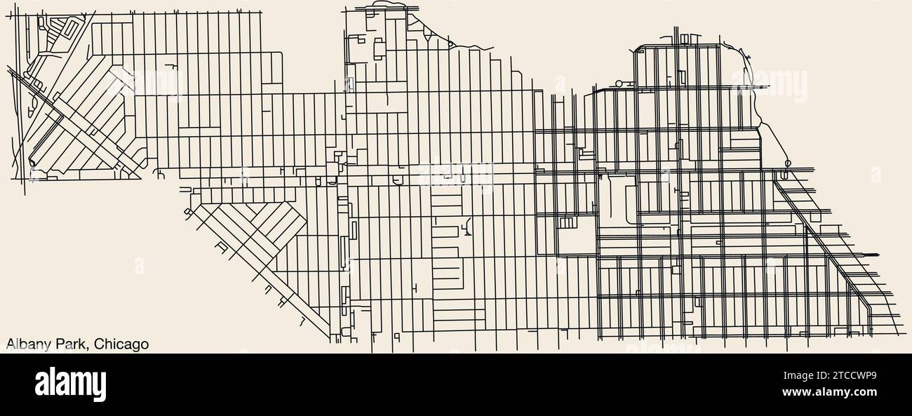 Street roads map of the ALBANY PARK COMMUNITY AREA, CHICAGO Stock