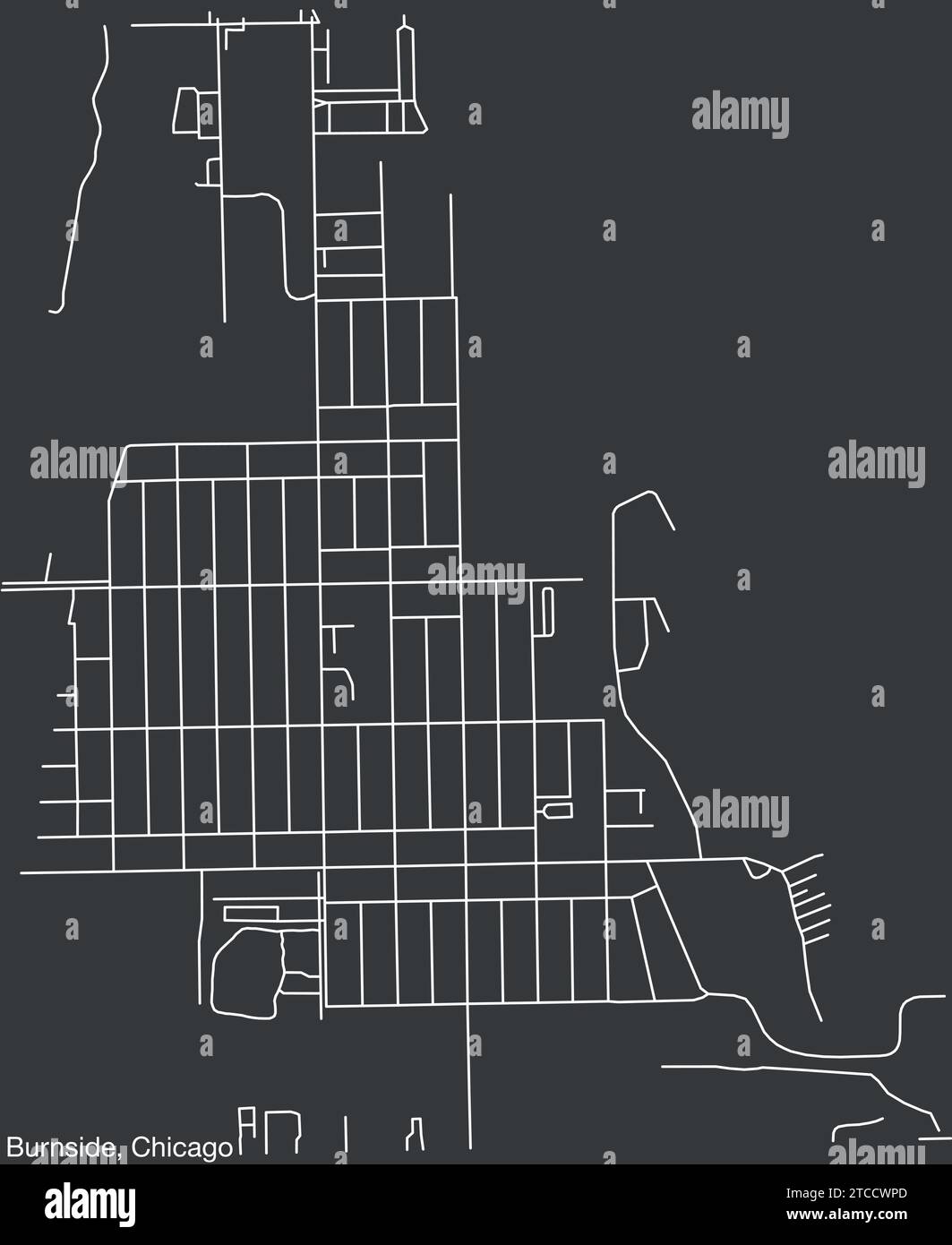 Street roads map of the BURNSIDE COMMUNITY AREA, CHICAGO Stock Vector ...