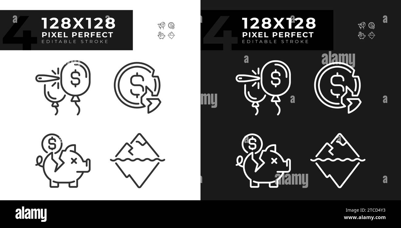2D editable pixel perfect economic crisis icons set Stock Vector Image ...