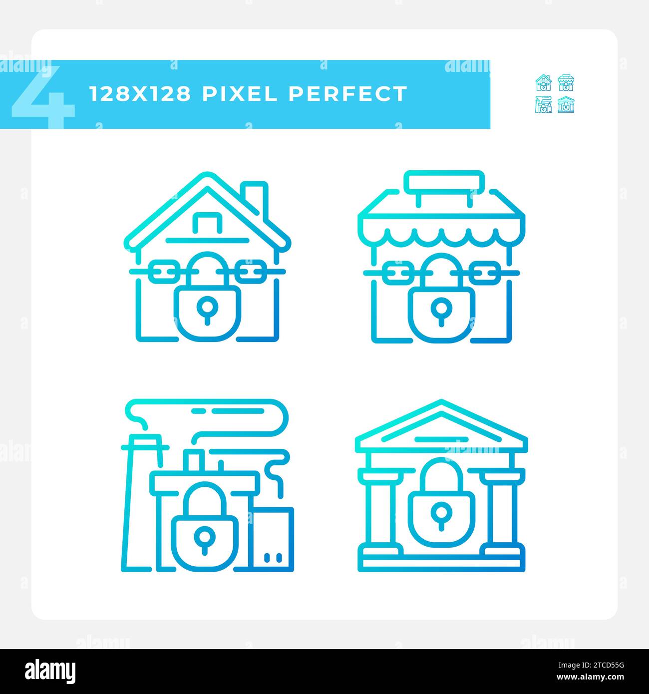 2D pixel perfect gradient economic crisis icons Stock Vector