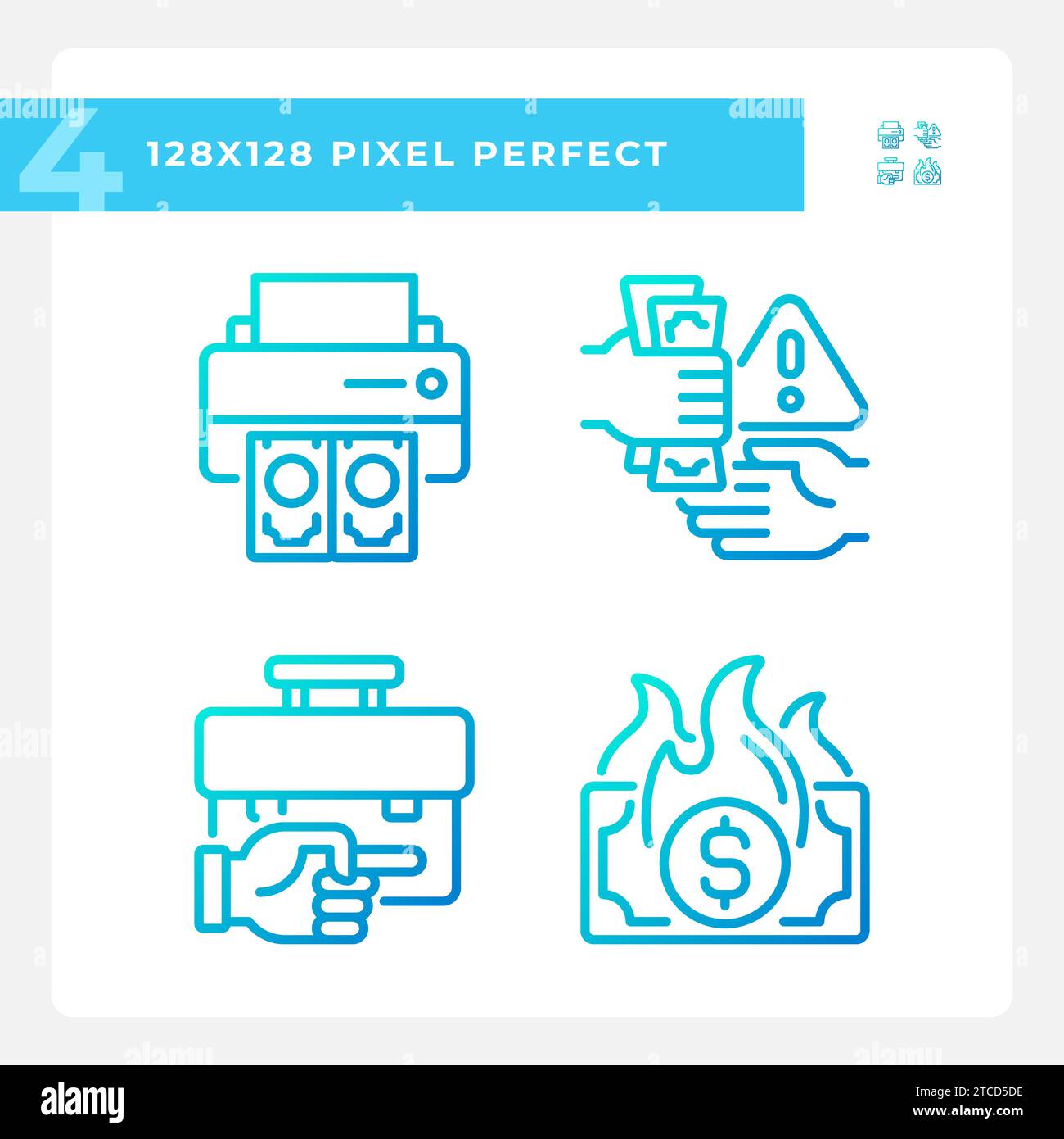 2D pixel perfect gradient economic crisis icons Stock Vector Image ...