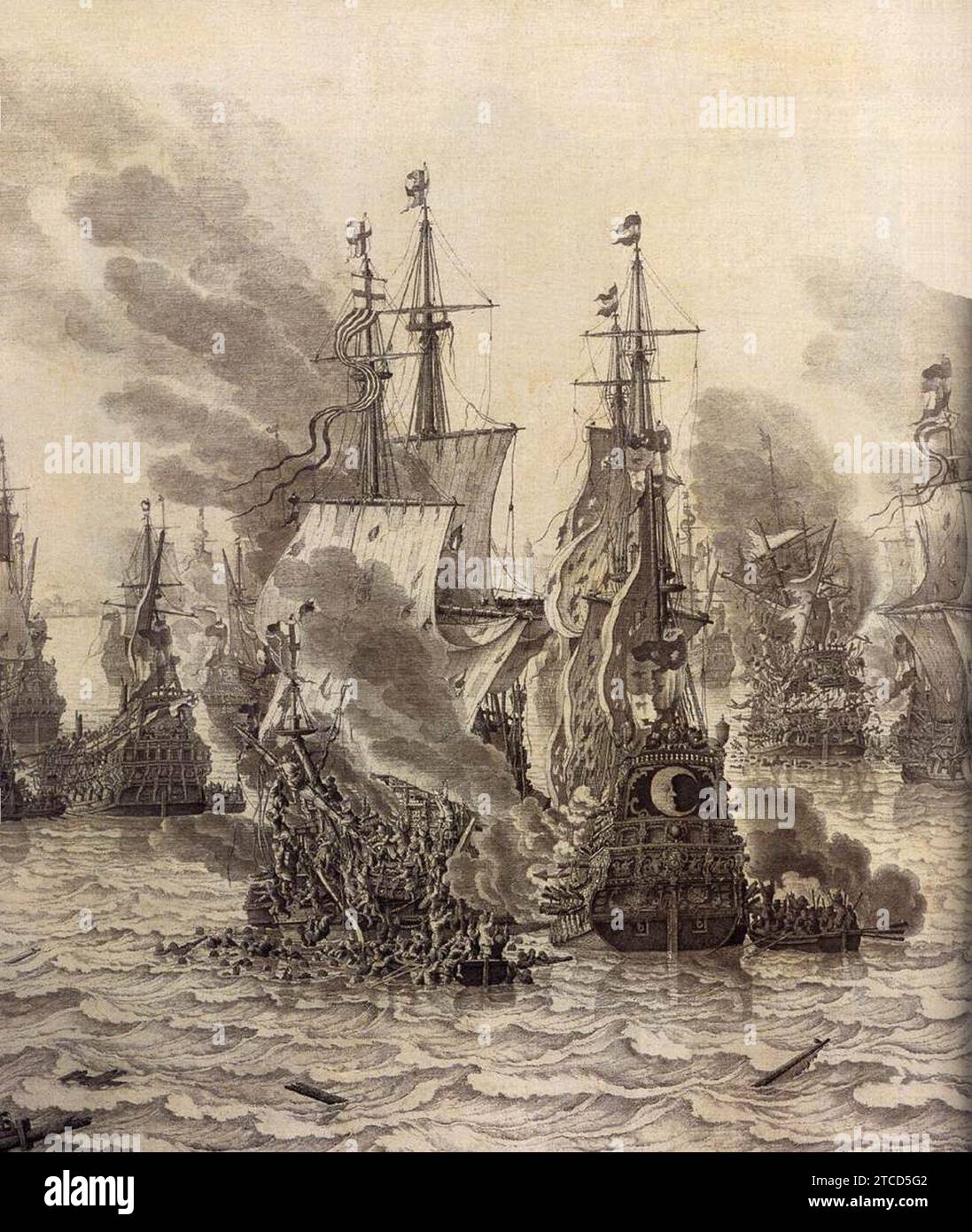 Willem van de Velde (I) - The Battle of Livorno (detail) Stock Photo