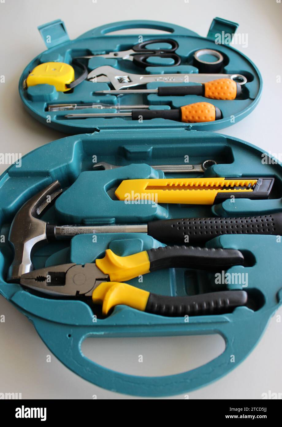 Home Electric Repairing Tools Arranged In Opened Plastic Box Vertical Stock Photo Stock Photo