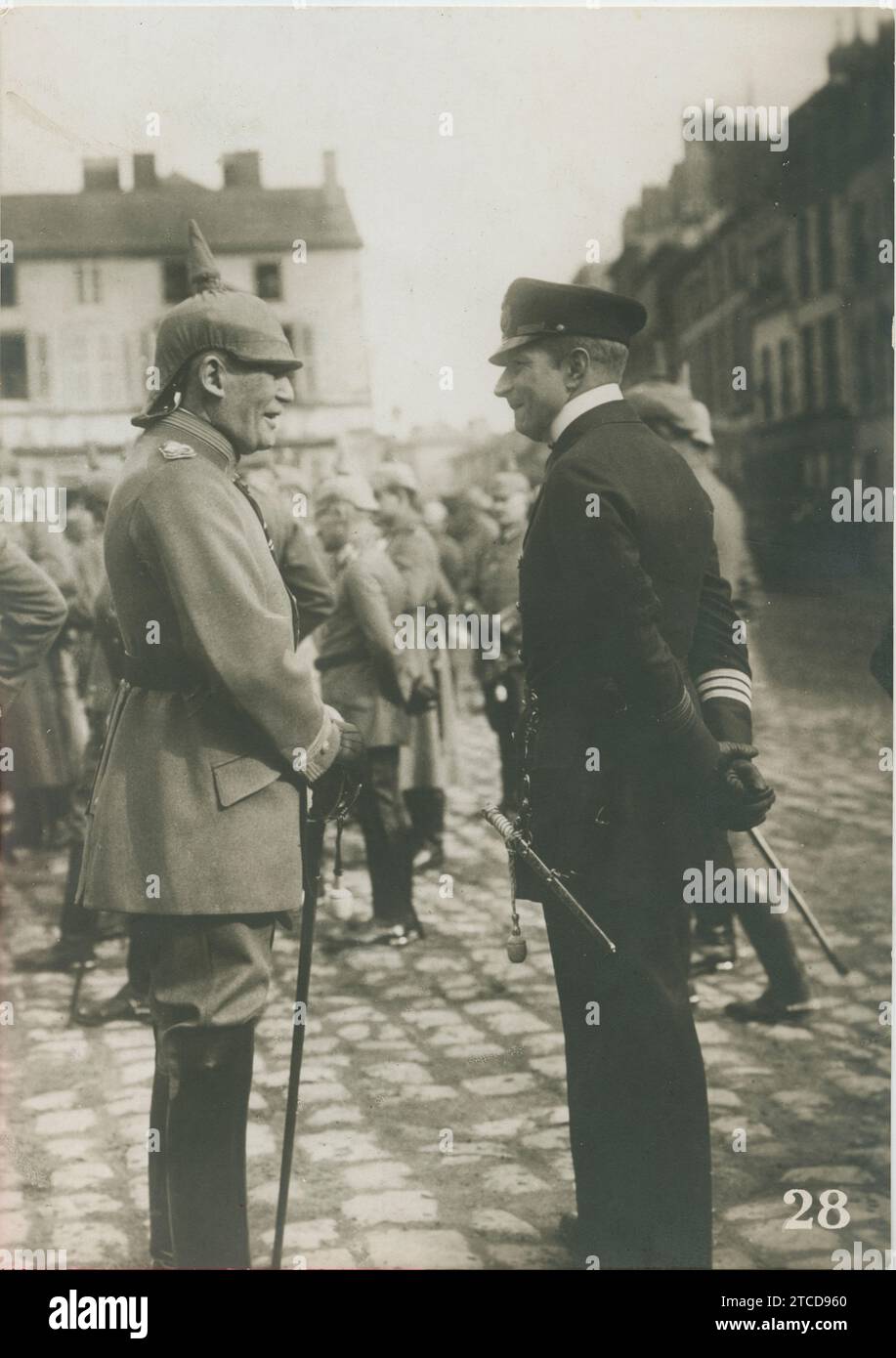 France, 1914 (CA.). General Von Einem, former Minister of War, with Prince Adalbert, son of Kaiser William, during a meeting in a French villa. Credit: Album / Archivo ABC / Charles Trampus Stock Photo