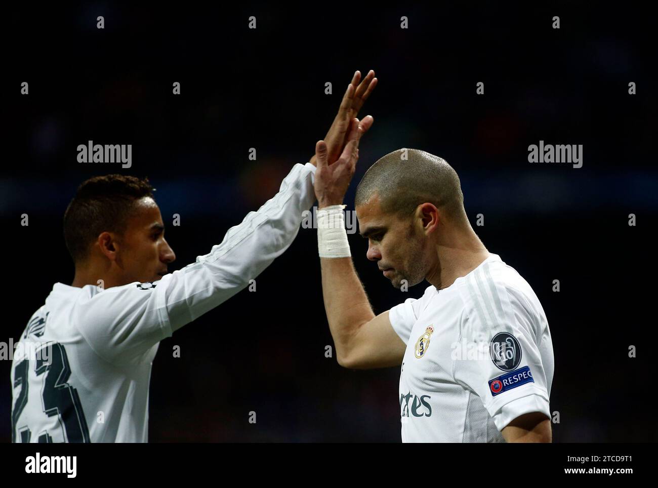 Madrid, 03/08/2016. Chamions League match played at the Santiago Bernabéu stadium, between Real Madrid and Roma. In the image, Pepe during the game. Photo: Oscar del Pozo ARCHDC. Credit: Album / Archivo ABC / Oscar del Pozo Stock Photo