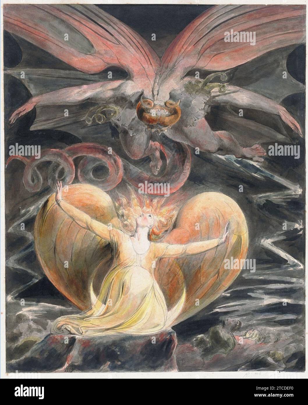 William Blake - The Great Red Dragon and the Woman Clothed with the Sun Stock Photo