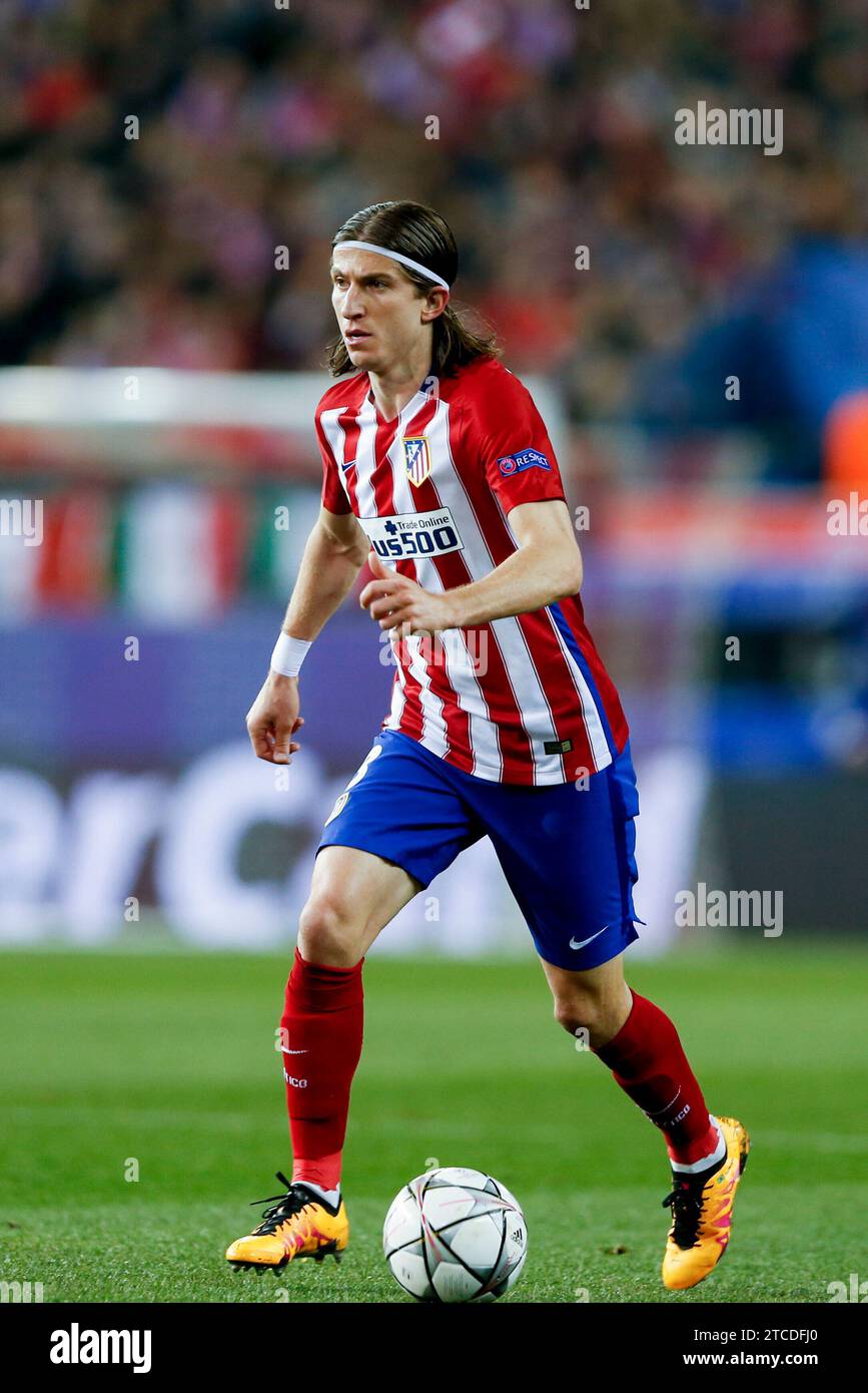 Madrid, 03/15/2016. Second leg match of the round of 16 of the Champions League, deputy at the Vicente Calderón stadium, between Atlético de Madrid and PSV Eindhoven. In the image, Filipe Luis during the match. Photo: Ignacio Gil ARCHDC. Credit: Album / Archivo ABC / Ignacio Gil Stock Photo